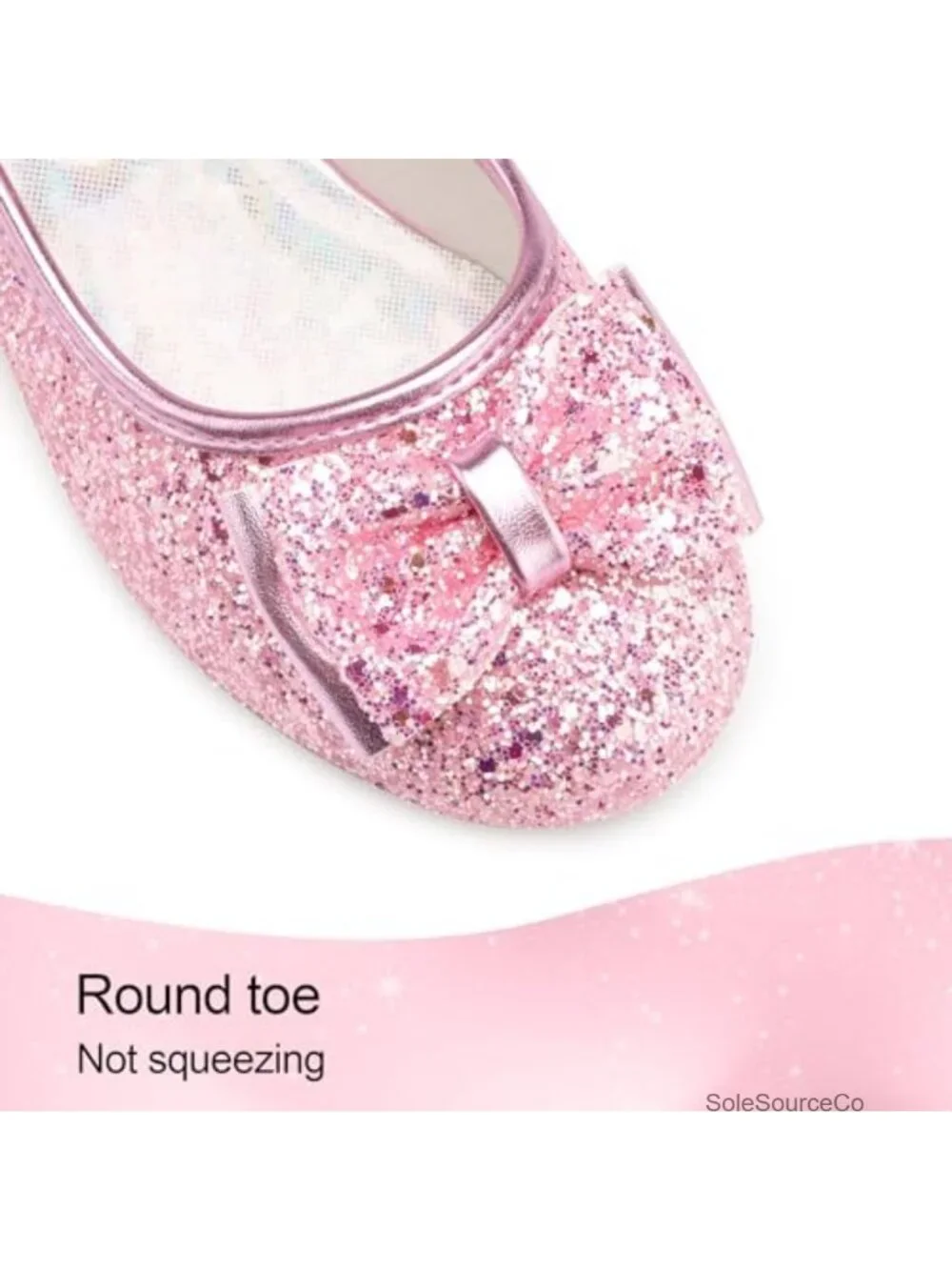 Girls Glitter Dress Shoes Low Heel Princess Party Wedding Prom